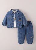 Kids Denim Jacket & Jogger Pants Co-Ord Set with Printed T-Shirt | Premium 3-Piece Outfit for Boys & Girls